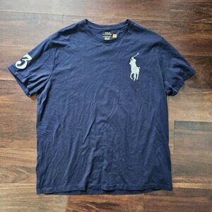 Polo Ralph Lauren Crewneck Shirt Mens XL Blue Big Pony 3 Sleeve Cotton Tee